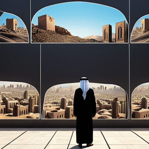 **Prompt 1: From Traditional Walls to Crowdfunding Wings.**
    A compelling visual of an Arab entrepreneur's transformation. On one side, a frustrated individual stands before a massive, dark, and impenetrable wall representing traditional finance, with shadows casting over them. On the other side, the same entrepreneur is seen smiling, uplifted, and surrounded by a diverse, supportive community of people. They are looking at bright digital screens displaying a successful crowdfunding campaign, with light emanating from the screens. The scene shifts from a rigid, isolated struggle to a vibrant, connected triumph, set against a subtle modern Arab cityscape backdrop.